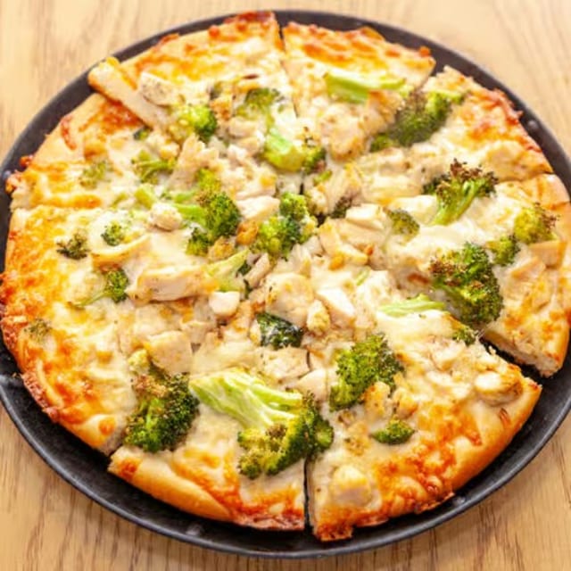 Chicken and Broccoli Pizza.